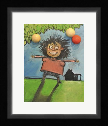Framed Girl With Balloons Print