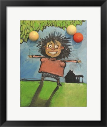 Framed Girl With Balloons Print