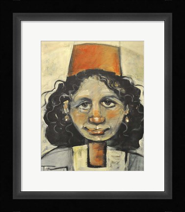 Framed Girl With Fez Print