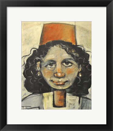 Framed Girl With Fez Print