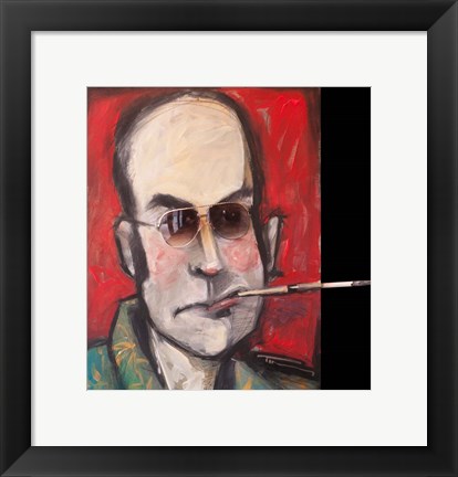 Framed Hunter S Thompson With Cig Black Print