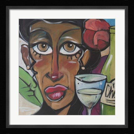 Framed Island Girl With Wine Print