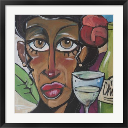 Framed Island Girl With Wine Print