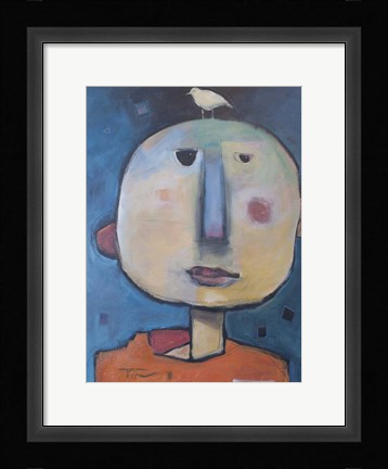 Framed Man In Orange Shirt With Bird Print