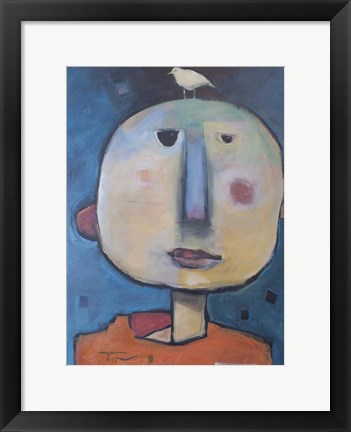 Framed Man In Orange Shirt With Bird Print