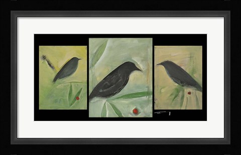 Framed Birds And Berries Triptych Print