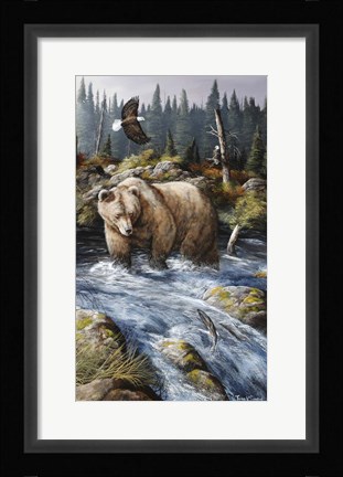 Framed Busy Day At The Fishing Hole Print