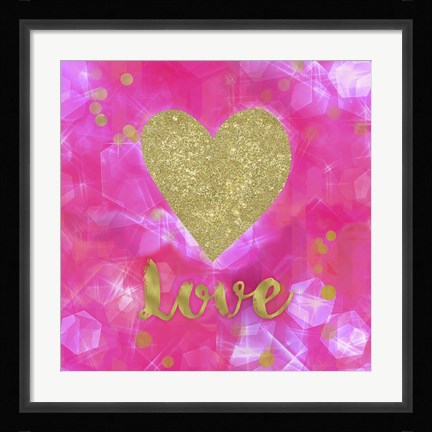 Framed Glitter Love Pink Print