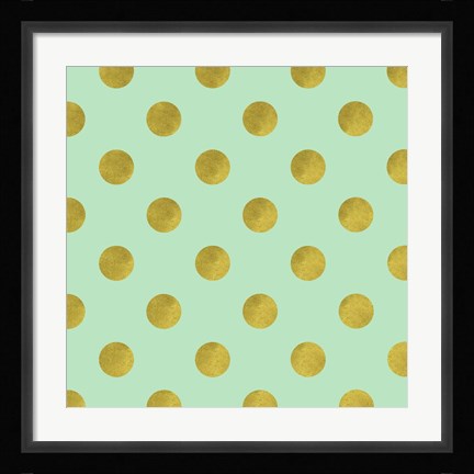 Framed Golden Mint Dots Print