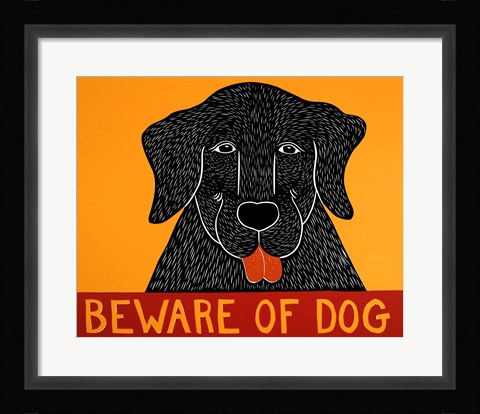Framed Beware of Dog Black Print