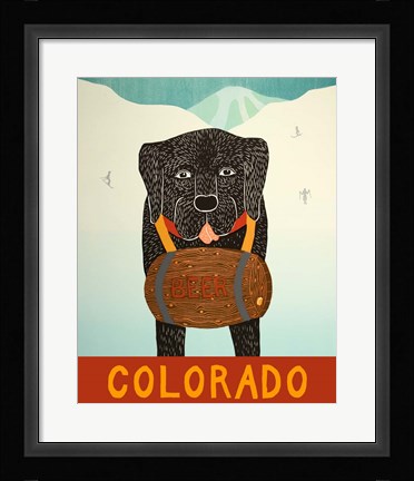 Framed Colorado Beer Dog Black Print