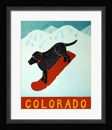 Framed Colorado Snowboard Black Print