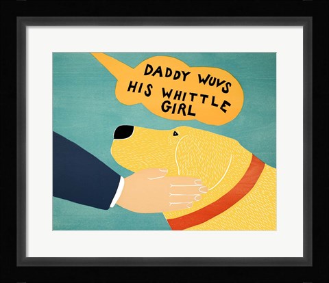Framed Daddy Wuvs his Wittle Girl Yellow Print