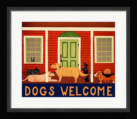 Framed Dogs Welcome HSH II Print
