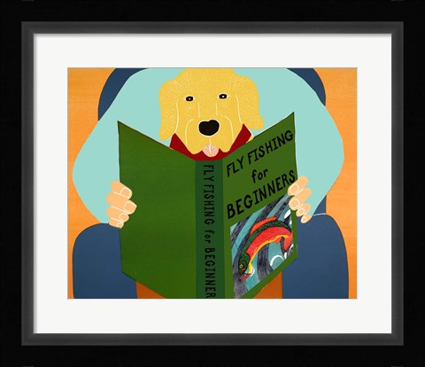 Framed Fly Fishing For Beginners yellow Print