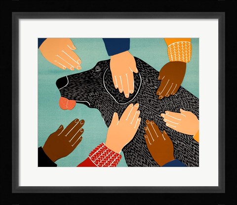Framed Getting Petted black Print