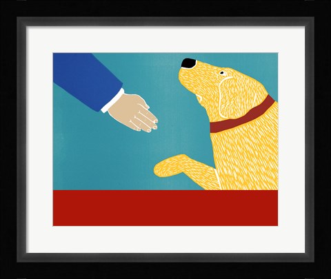 Framed Greeting Visitors Good Dog Banner Yellow Print