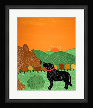 Framed I Meet A Bear Black Autumn Print