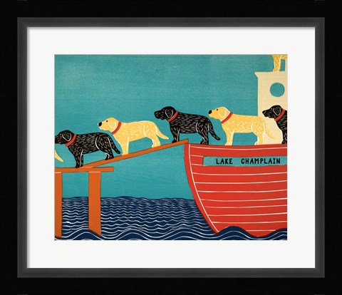 Framed Island Ferry Champlain Black Yellow Print