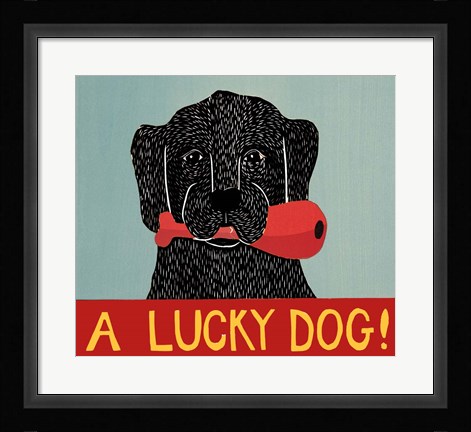 Framed Lucky  Dog Black Print