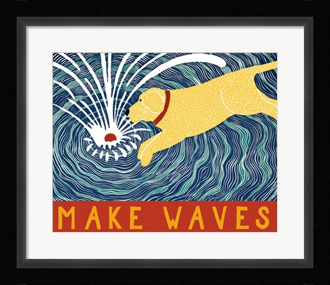 Framed Make Waves Yellow Wbanner Print