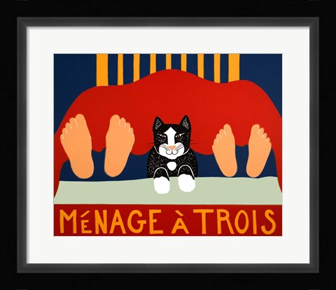 Framed Menage A Trois Black Cat Print