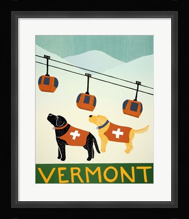 Framed Vermont Ski Patrol Black Print