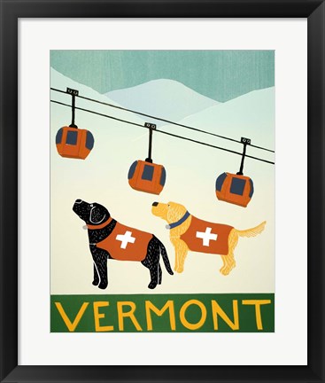 Framed Vermont Ski Patrol Black Print