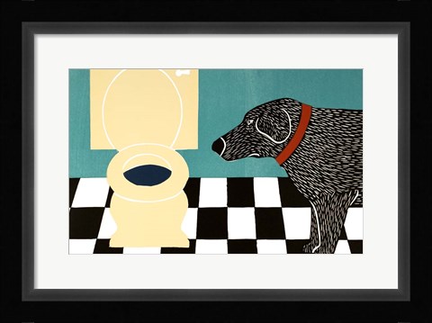 Framed Water Bowl Bad Dog Print