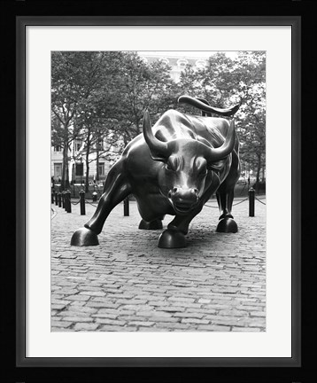 Framed Wall Street Bull Sculpture 1 Print