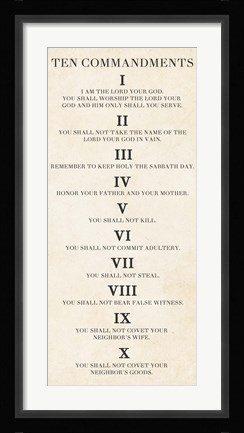 Framed Ten Commandments - Roman Numerals Print