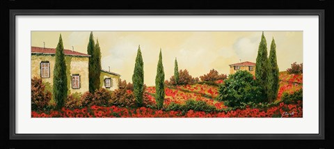 Framed Tre Case Tra I Papaveri Print