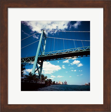 Framed Ambassador Bridge, Detroit River, Michigan Print
