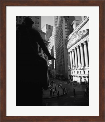 Framed Silhouette of George Washington Statue, Manhattan, New York City Print