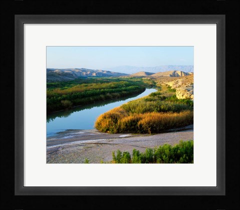 Framed High angle view of Rio Grande flood plain, Big Bend National Park, Texas, USA. Print