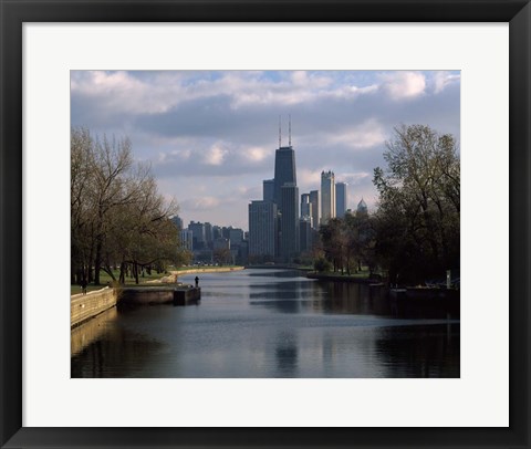 Framed Lincoln Park Lagoon, Chicago, Cook County, Illinois Print