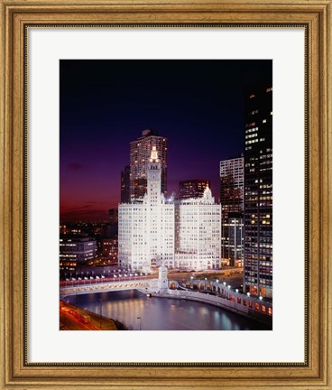 Framed Wrigley Building, Michigan Avenue, Chicago Print