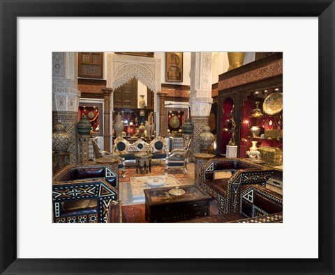 Framed Antique Store in the Souk, Fes, Morocco Print
