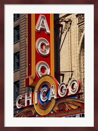 Framed Chicago Theater Sign, Illinois Print