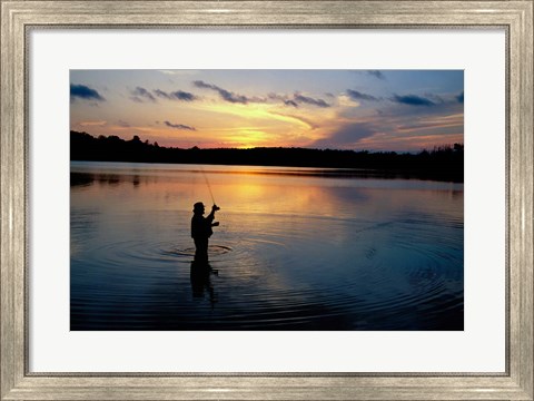 Framed Fly Fisherman, Mauthe Lake, Kettle Moraine State Forest Print