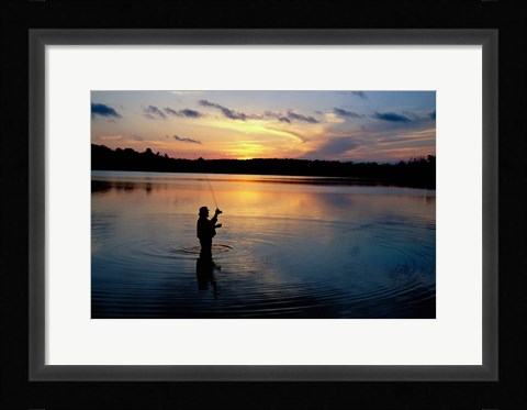 Framed Fly Fisherman, Mauthe Lake, Kettle Moraine State Forest Print