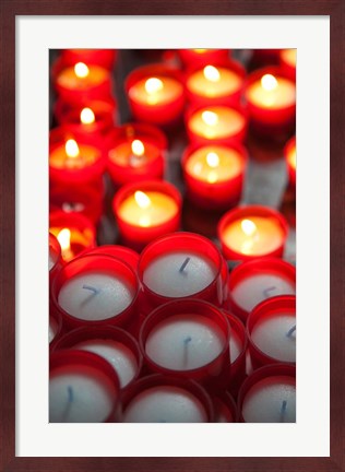 Framed Votive candles in a Cathedral, Como Cathedral, Lombardy, Italy Print
