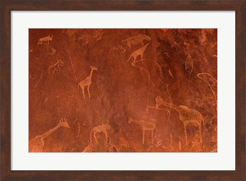 Framed Cave Paintings by Bushmen, Damaraland, Namibia Print
