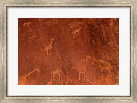 Framed Cave Paintings by Bushmen, Damaraland, Namibia Print