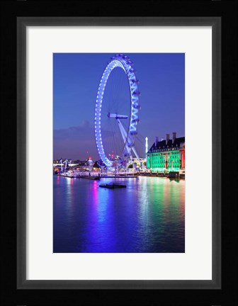 Framed Millennium Wheel, London County Hall, Thames River, London, England Print