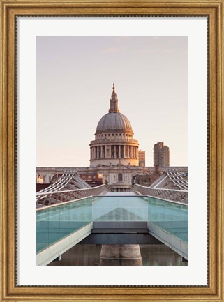 Framed St. Paul&#39;s Cathedral, Millennium Bridge, London, England Print