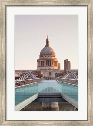 Framed St. Paul&#39;s Cathedral, Millennium Bridge, London, England Print