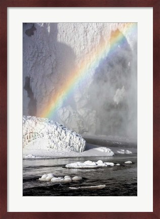 Framed Rainbow over Skogarfoss Waterfall Iceland Print
