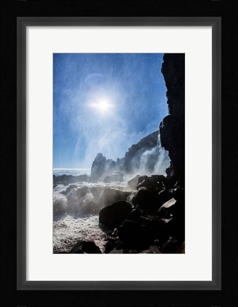 Framed Oxararfoss Waterfalls, Thingvellir National Park, Iceland Print