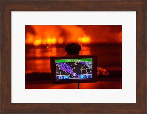 Framed GPS with the Holuhraun Fissure Eruption, Northern Iceland Print